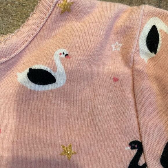 Carters One Piece Footed Pajamas  Peach Swan Star Pattern Snug Fit Size 5T - Picture 5 of 9
